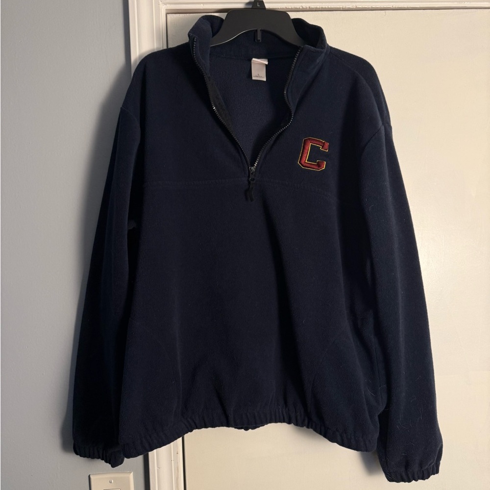 Navy Half-Zip Sweatshirt with Embroidered C